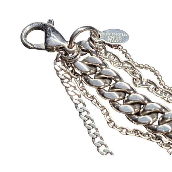 Vintage 8" Stainless Steel Bracelet Itaor Multistrand Charm Heart - Picture 7 of 8